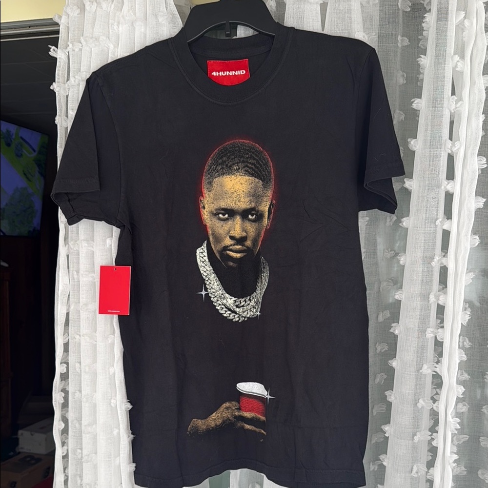Red and Black Short Sleeve Tee with Artistic Design